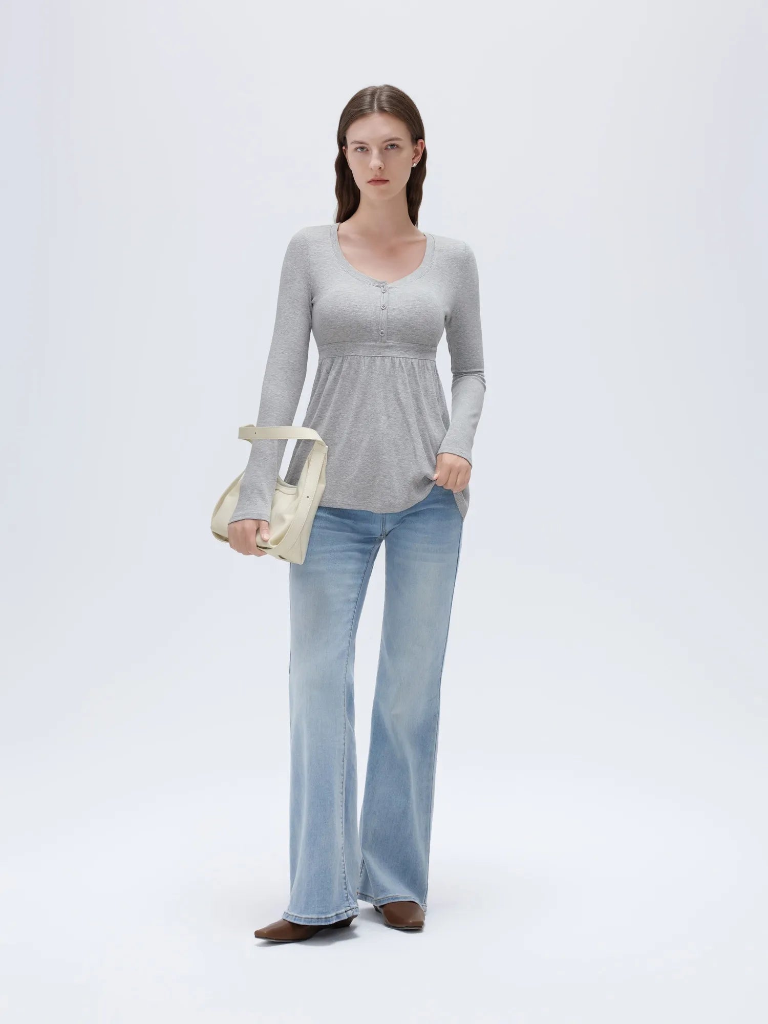 SUUKSESS Women Peplum Babydoll Tops Ribbed Long Sleeve Tunic Going Out Blouses-SUUKSESS-SUUKSESS