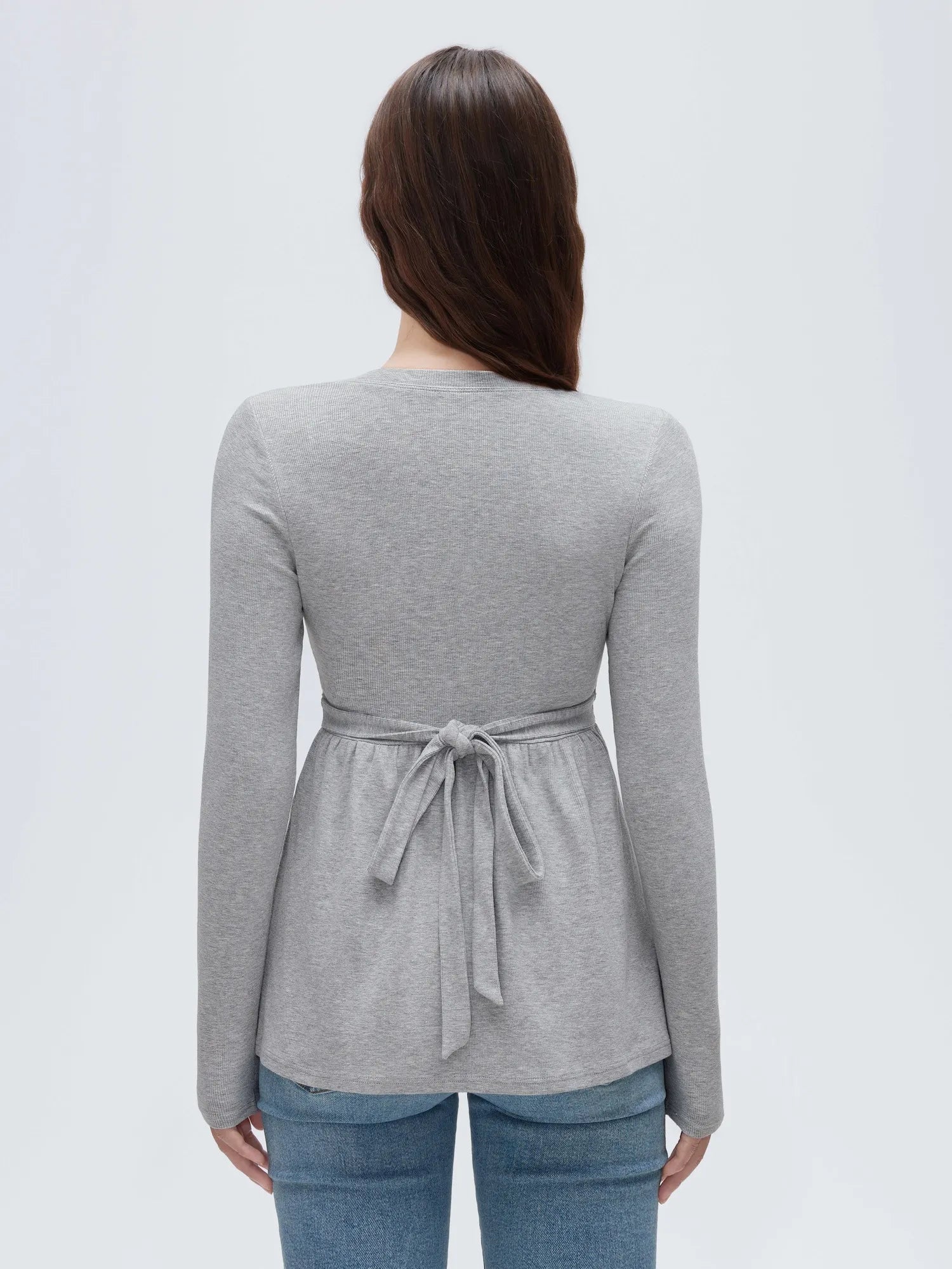 SUUKSESS Women Peplum Babydoll Tops Ribbed Long Sleeve Tunic Going Out Blouses-SUUKSESS-SUUKSESS