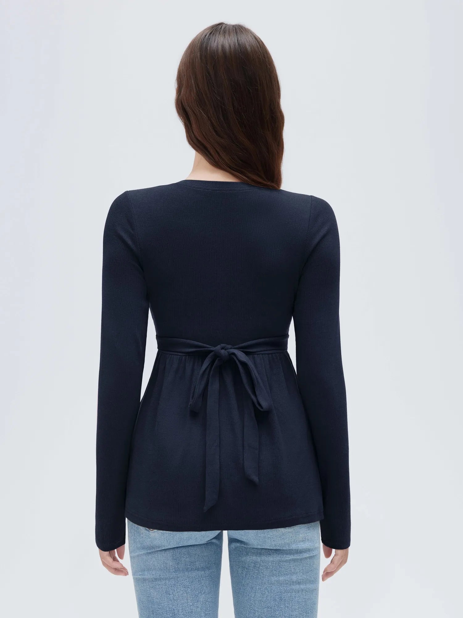 SUUKSESS Women Peplum Babydoll Tops Ribbed Long Sleeve Tunic Going Out Blouses-SUUKSESS-SUUKSESS