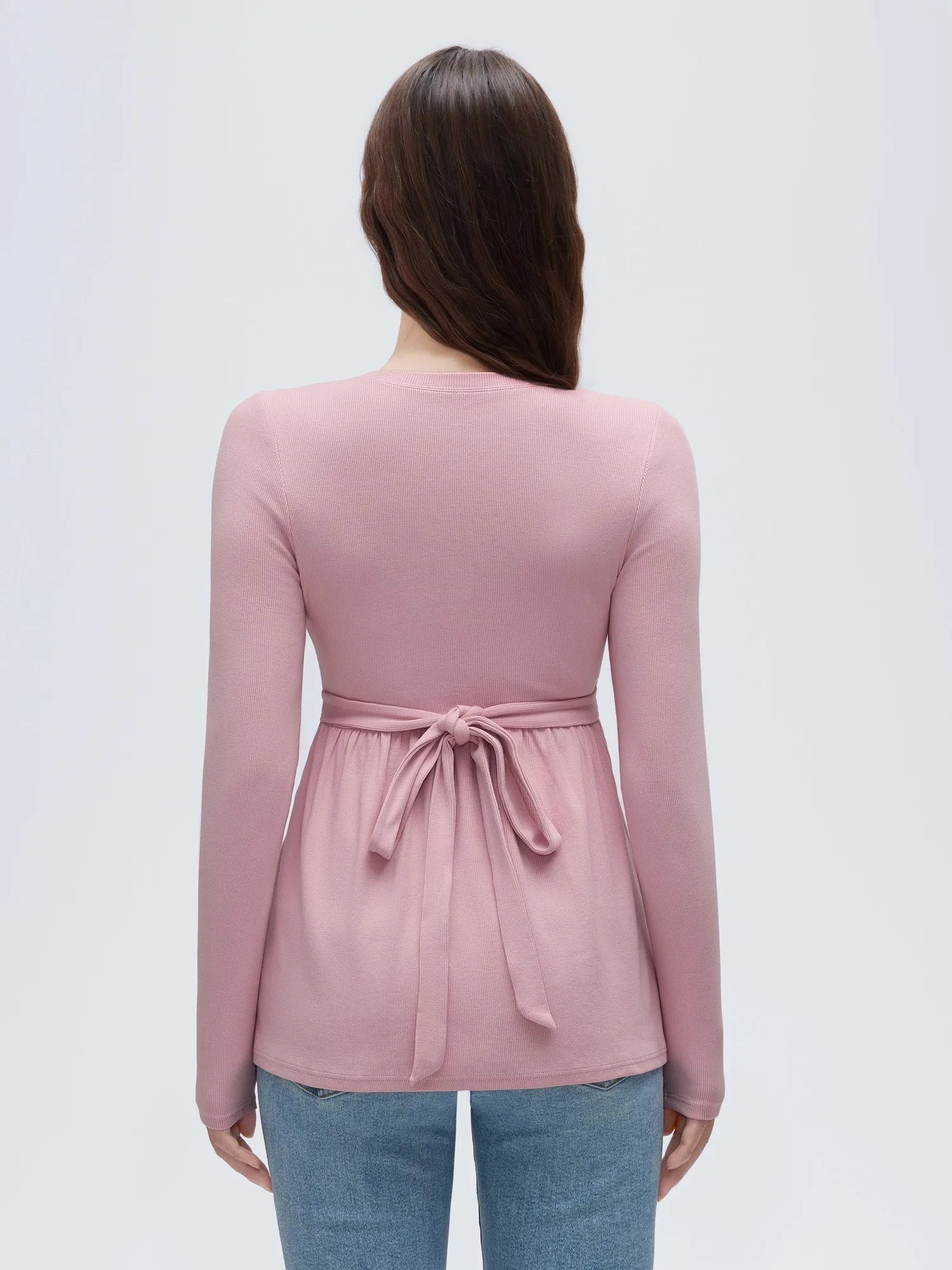 SUUKSESS Women Peplum Babydoll Tops Ribbed Long Sleeve Tunic Going Out Blouses-SUUKSESS-SUUKSESS