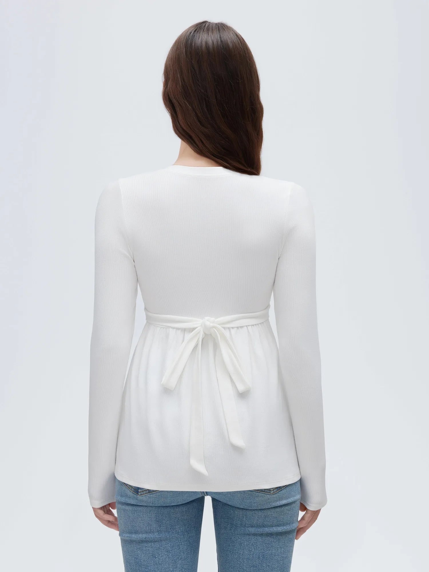 SUUKSESS Women Peplum Babydoll Tops Ribbed Long Sleeve Tunic Going Out Blouses-SUUKSESS-SUUKSESS