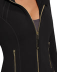 Golden Zip Up Athletic Tops Workout Jackets-SUUKSESS-SUUKSESS