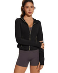 Golden Zip Up Athletic Tops Workout Jackets-SUUKSESS-SUUKSESS