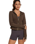 Golden Zip Up Athletic Tops Workout Jackets-SUUKSESS-SUUKSESS