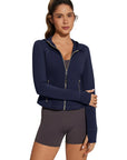 Golden Zip Up Athletic Tops Workout Jackets-SUUKSESS-SUUKSESS