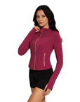 Golden Zip Up Athletic Tops Workout Jackets-SUUKSESS-SUUKSESS