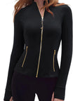 Golden Zip Up Workout Jackets-SUUKSESS-SUUKSESS
