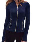 Golden Zip Up Workout Jackets-SUUKSESS-SUUKSESS