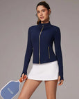 Golden Zip Up Workout Jackets-SUUKSESS-SUUKSESS
