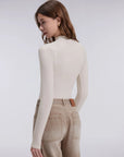 Mock Neck Double Layer Tops - Long Sleeve