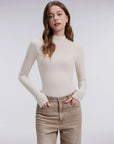 Mock Neck Double Layer Tops - Long Sleeve