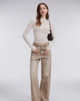 Mock Neck Double Layer Tops - Long Sleeve