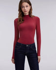 Mock Neck Double Layer Tops - Long Sleeve