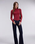 Mock Neck Double Layer Tops - Long Sleeve
