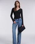 Sexy V Neck Lace Shirt - Long Sleeve