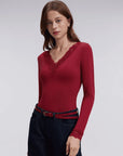 Sexy V Neck Lace Shirt - Long Sleeve