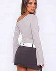 Off Shoulder Bell Long Sleeve-SUUKSESS-SUUKSESS