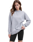 Mock Neck Oversized Sweatshirts-SUUKSESS-Heather Grey-XS-SUUKSESS