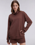 Mock Neck Sweatshirt Fleece-SUUKSESS-SUUKSESS