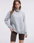 Mock Neck Sweatshirt Fleece-SUUKSESS-Grey-XS-SUUKSESS