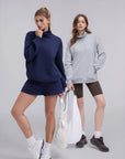 Mock Neck Sweatshirt Fleece-SUUKSESS-SUUKSESS