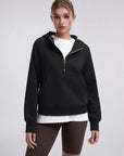 Gold Half Zip up Cotton Hoodies Sweatshirt-SUUKSESS-SUUKSESS