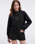 Gold Half Zip up Cotton Hoodies Sweatshirt-SUUKSESS-SUUKSESS