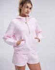 Gold Half Zip up Cotton Hoodies Sweatshirt-SUUKSESS-SUUKSESS