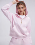 Gold Half Zip up Cotton Hoodies Sweatshirt-SUUKSESS-SUUKSESS