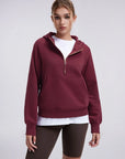 Gold Half Zip up Cotton Hoodies Sweatshirt-SUUKSESS-SUUKSESS