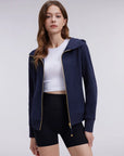 Cotton Gold Full Zip Up Athletic Jacket Sweatshirt-SUUKSESS-Navy-XS-SUUKSESS