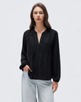 Button Down Boho Top - Long Sleeve-SUUKSESS-Black-XS-SUUKSESS