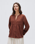 Button Down Boho Top - Long Sleeve-SUUKSESS-SUUKSESS