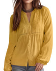 Button Down Boho Top - Long Sleeve-SUUKSESS-SUUKSESS