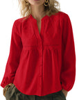 Button Down Boho Top - Long Sleeve-SUUKSESS-SUUKSESS