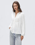 Button Down Boho Top - Long Sleeve-SUUKSESS-White-XS-SUUKSESS