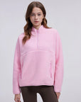 Quarter Zip Fleece Fuzzy Sherpa Jacket-SUUKSESS-Pink-XS-SUUKSESS