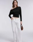 Cinched Waist Off the Shoulder Tops - Long Sleeve