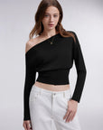 Cinched Waist Off the Shoulder Tops - Long Sleeve