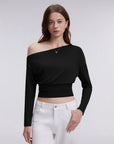 Cinched Waist Off the Shoulder Tops - Long Sleeve