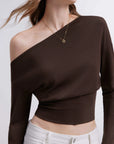 Cinched Waist Off the Shoulder Tops - Long Sleeve
