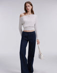Cinched Waist Off the Shoulder Tops - Long Sleeve