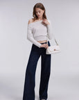 Cinched Waist Off the Shoulder Tops - Long Sleeve