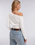 Cinched Waist Off the Shoulder Tops - Long Sleeve