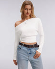 Cinched Waist Off the Shoulder Tops - Long Sleeve