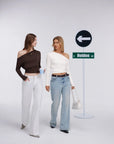 Cinched Waist Off the Shoulder Tops - Long Sleeve