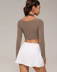 Pilates Crop Top Halter Top - Long Sleeve-SUUKSESS-SUUKSESS