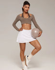 Pilates Crop Top Halter Top - Long Sleeve-SUUKSESS-SUUKSESS