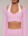 Pilates Crop Top Halter Top - Long Sleeve-SUUKSESS-SUUKSESS