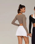 Pilates Crop Top Halter Top - Long Sleeve-SUUKSESS-SUUKSESS